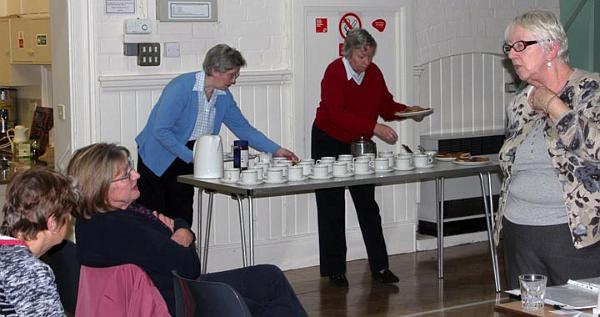 7 Janet and Margaret prepare the refreshments while our speaker, Moira, answers our questions.jpg